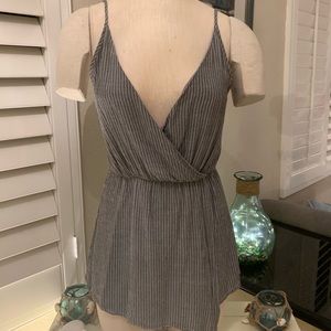 SEEK THE LABEL, Gray Striped Romper, Size S